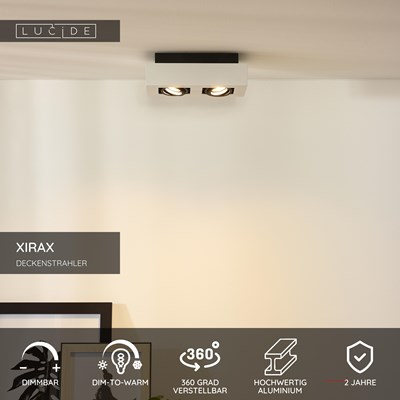 Lucide XIRAX - Deckenstrahler - LED Dim to warm - GU10 - 2x5W 2200K/3000K - Weiß